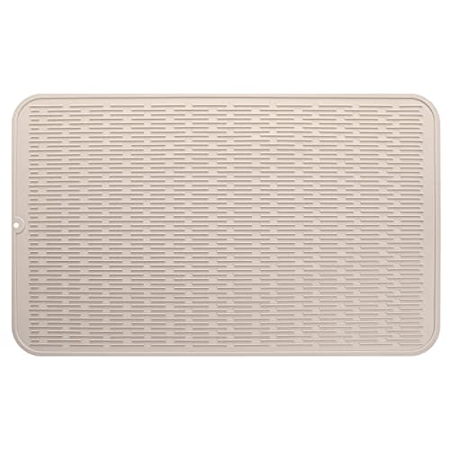 MicoYang Silicone Dish Drying Mat for Multiple Usage,Easy clean,Eco-friendly,Heat-resistant Silicone Mat for Kitchen Counter or Sink,Refrigerator or Drawer Liner Tapioca 3XL 28 inches x 18 inches