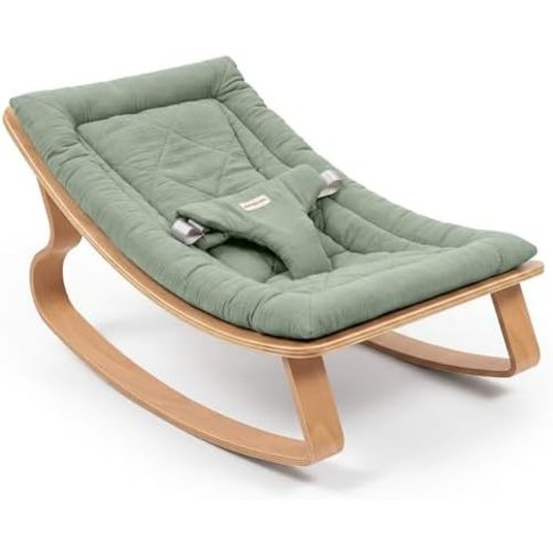 Comfy Cubs Baby Rocker for Ages 0-24 Months - Wooden Baby Recliner with Soft Removable Quilted Muslin Cotton Cushion - Designed in the US Infant Rocking Chair Supports up to 30 lbs - Fern