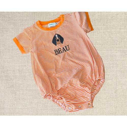Coonhound Embroidered Striped Orange Bubble T-Shirt- Tennessee Onesie - Cute Dog Outfit for Boys & Girls | Bodysuit