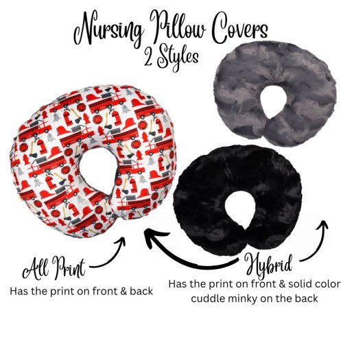 Fire Truck | Minky Nursing Pillow Cover | Fireman | First Responder | Boy Nursery Décor | Crib Bedding | Baby Shower Gift | Firefighter