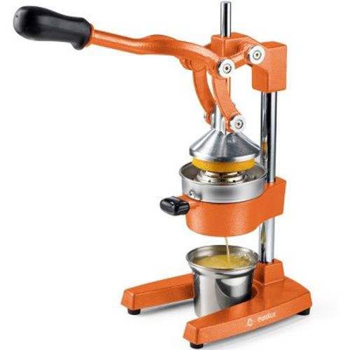 Eurolux Professional Cast Iron Citrus Juicer, Manual Hand Press, Heavy Duty, Stainless Steel Cup, Orange