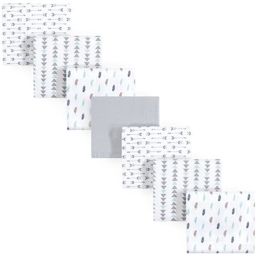 Luvable Friends Unisex Baby Cotton Flannel Receiving Blankets, Boy Feathers 7-Pack, One Size
