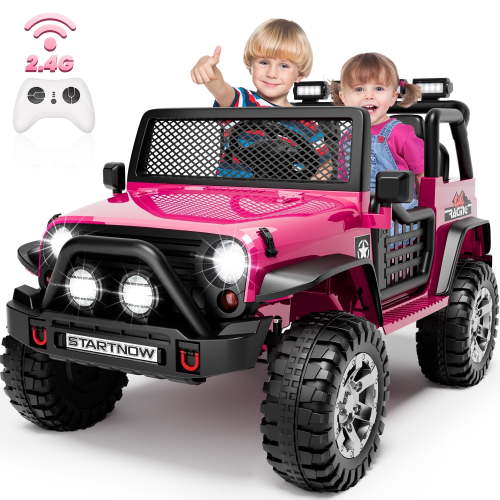 JOYRACER, Kids Ride on Car, 24V 2 Seater Pink Electric Truck