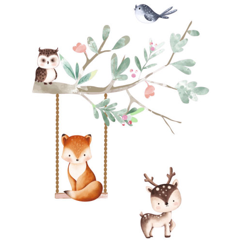 Redwood Rover Owl Bird Fox and Deer Tree Swing Wall Decal | Wayfair