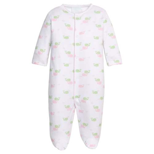 Printed Footie - Pink Whales