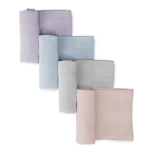 Organic Breathable Swaddle Blankets 4-Color Pack
