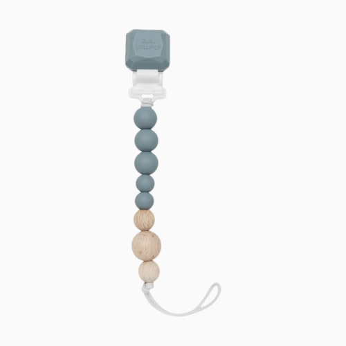 Color Pop Silicone and Wood Pacifier Clip - Slate