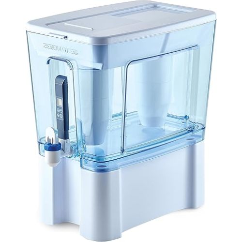 ZeroWater 52-Cup Ready-Read 5-Stage Water Filter Pitcher Dispenser with 5-Stage 0 TDS Zero Water Filter – IAPMO Certified to Reduce Metals, Chlorine, Lead, Chromium, and Forever Chemicals PFOA/PFOS
