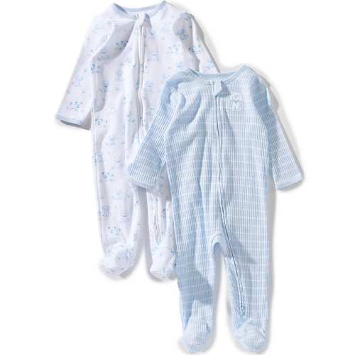 Little Me Baby Boys Adorable Puppies And Stripes Organic Cotton Footies 2-Pack