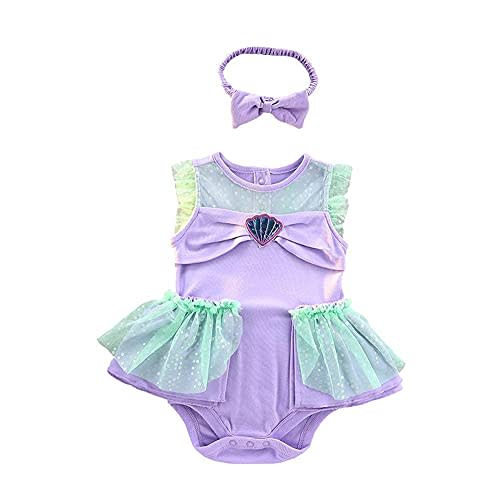 Dressy Daisy Princess Onesie Romper Fancy Dress Costume Halloween Birthday Bodysuit Outfit with Headband for Infant Baby Girl