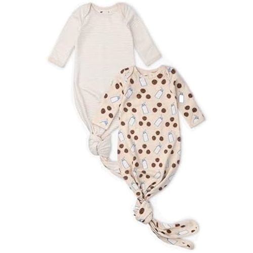 MONICA + ANDY Knot It Baby 2-pack Tie Gown, 100% Organic Baby Clothes for Boys & Girls, Sizes For Preemie, Newborn & Infant