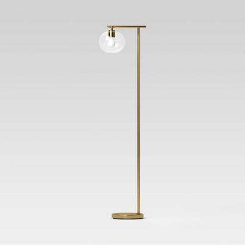 Brass Floor Lamp with Glass Shade - Threshold™: Modern Standing Light, ETL Listed, Metal Body