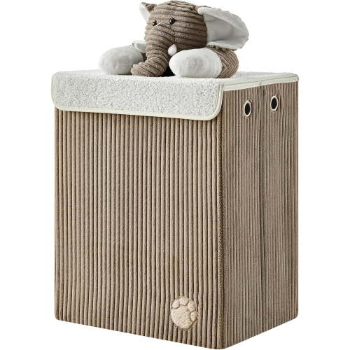 Collapsible Folding Corduroy Kids Plush Laundry Hamper Toy Storage (Gray Elephant)