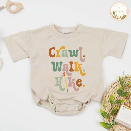 Crawl Walk Hike Baby Romper, Baby Hiking Bodysuit, Cute Hiking Baby Gift, Funny Baby Bodysuit, Nature Baby Shower Gift, Outdoorsy Baby Gift