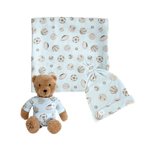 Swaddle Set + Matching Teddy Baby Ballers