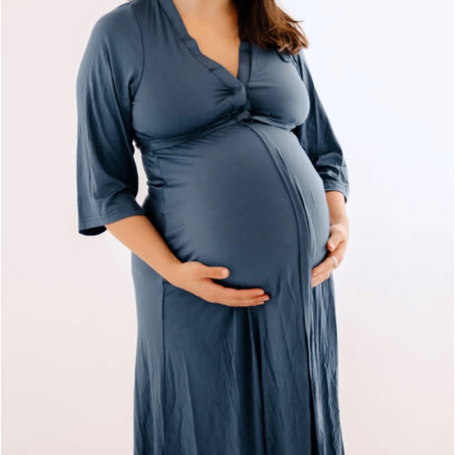 Lila Labor & Postpartum Gown in Midnight Blue