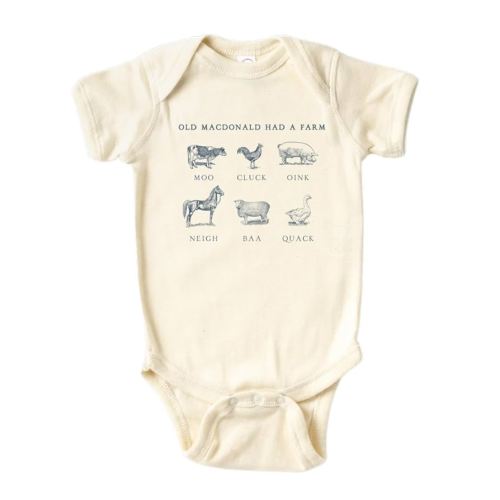 Old MacDonald Had A Farm Shirt Premium Custom Baby Clothes Unisex Baby Announcement Mom Newborn Outfit (Short Sleeve Natural, 6-9m)