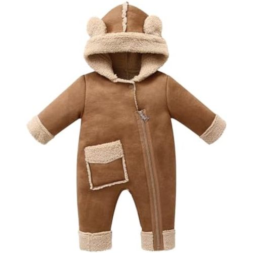 Toddler Snow Suit Baby Snowsuit Infant Winter Coats Fleece Clohtes 0-2T Jumpsuit