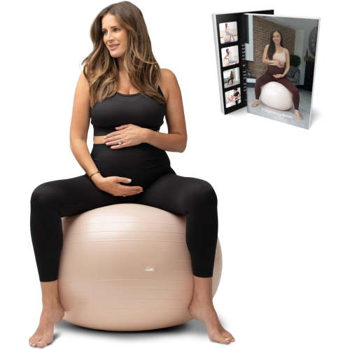 Birthing Ball - Yoga Labor & Exercise Ball & Book Set Trimester Targeting, Maternity Physio, Birth & Plan Included Anti Burst