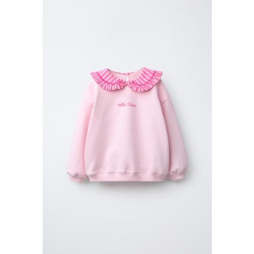 SWEATSHIRT WITH RUFFLE COLLAR - Light pink | ZARA United States