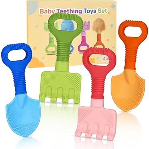 Silicone Baby Teether Toys for Baby Girls & Boys, Teething Relief Chew Toys for Infants, Toddlers, 3+ Months
