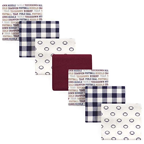 Hudson Baby Unisex Baby Cotton Flannel Receiving Blankets Bundle, Football, One Size