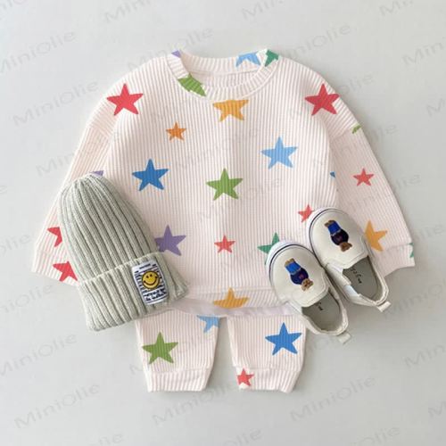 Baby Toddler Christmas Colorful Star Waffle 2-piece Set