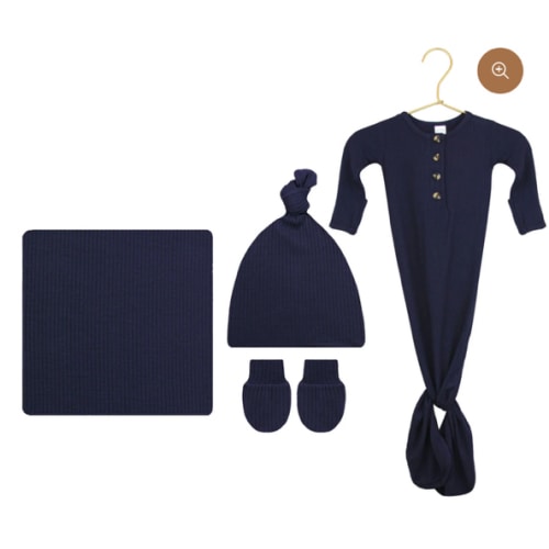 Hayden Ribbed Newborn Hat Bundle (Gown)