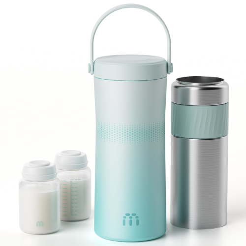 MAMAPRO Portable Breast Milk Cooler 22oz 24 Hours Stainless Steel Breastmilk Freezer Leakproof Chiller with 2 Storage Bottles for Baby