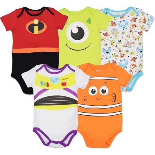 Disney Baby 5 Pack Bodysuits Newborn to Infant Sizes (Newborn - 24 Months)