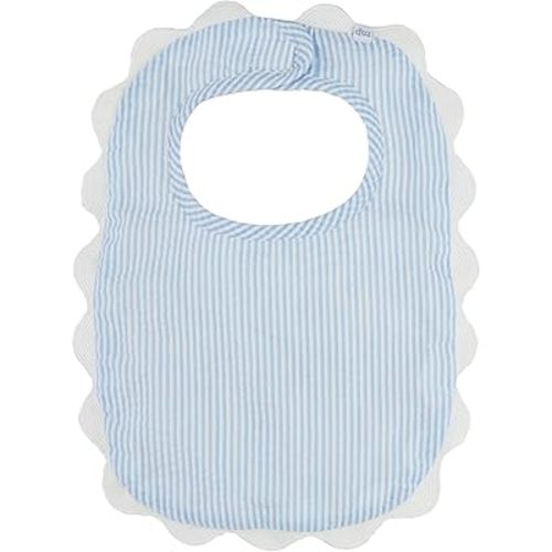 Mud Pie Children's Blue Seersucker Scallop Bib; One Size Fits Most