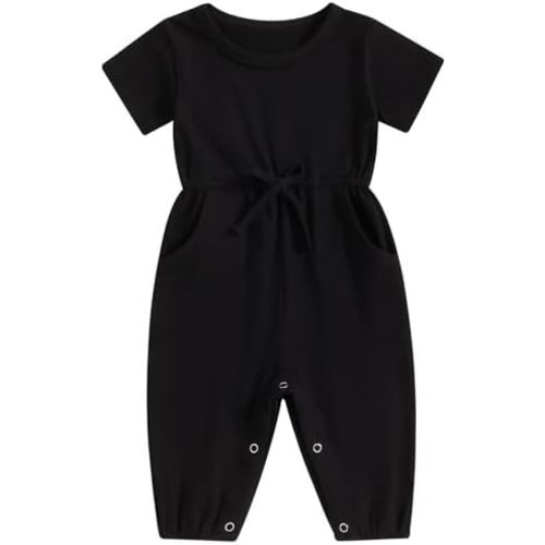 Mubineo Toddler Baby Girl Boy Summer Fall Clothes Basic Plain Romper Jumpsuit Short Sleeve Rompers Cute Newborn Outfits