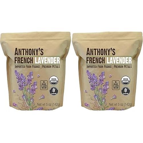 Anthony's Organic French Lavender Petals, 5 oz, Extra Grade, Dried, Gluten Free & Non GMO (Pack of 2)