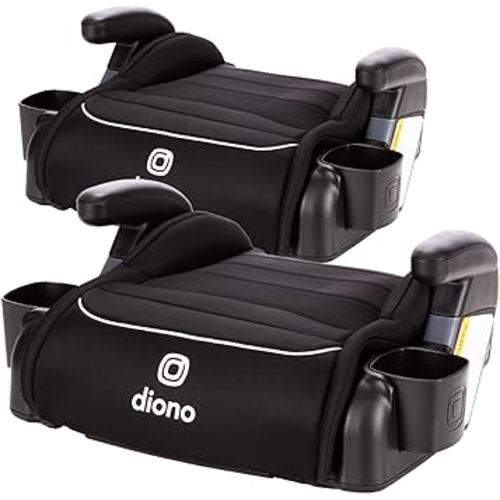 Diono Connect3 R Backless Booster Pack of 2, Slim Fit 3-Across in Many Mid-Sized Sedans and SUVs, for Children from 40-120 lbs., Lightweight with Cupholder, Black Storm