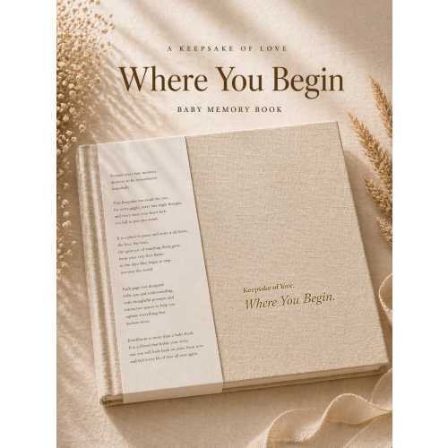 EverBloom Baby Memory Book, Linen Hardcover Keepsake with Guided Prompts, Pregnancy to Toddler Years, Luxury Baby Shower Gift for New Moms
