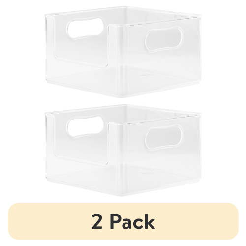 (2 pack) The Home Edit Open Front Bin Clear Plastic Modular Storage System Organizer 10in x10in x 6in