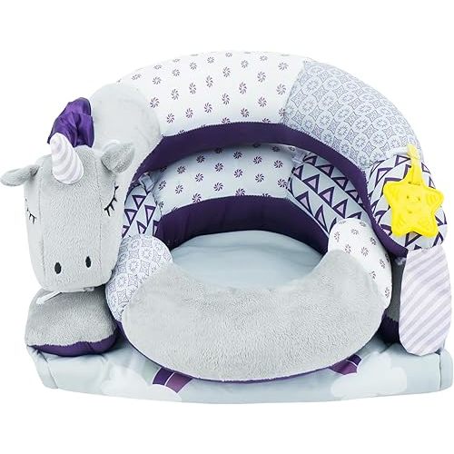 Lovvie & Joy 2-in-1 Tummy Time Mat & Seated Support Pillow,Baby Tummy Time Pillow Support for Newborns and Older Babies,with Detachable Support Pillow and Toys Unicorn