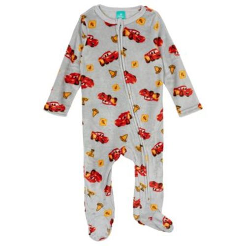 Disney Cars Baby Boys' Zip-Up Allover Print Sleep N' Play Coverall McQueen Light Grey 0-3 Months