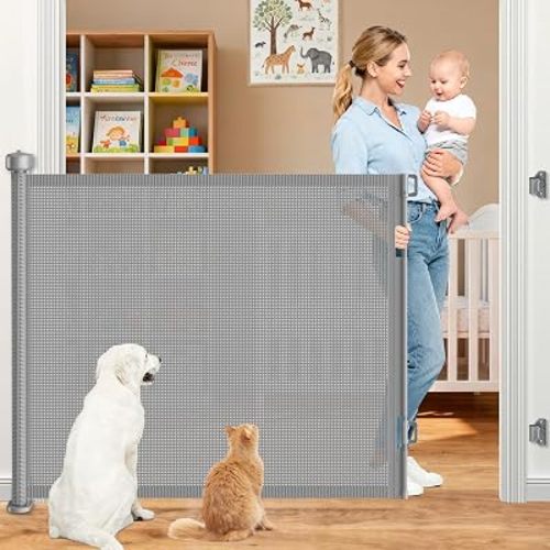 EZIGO 71 Inch Retractable Baby Gates, 41 Inch Extra Tall Retractable Gate