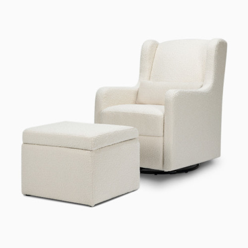 Adrian Swivel Glider with Storage Ottoman - Ivory Boucle