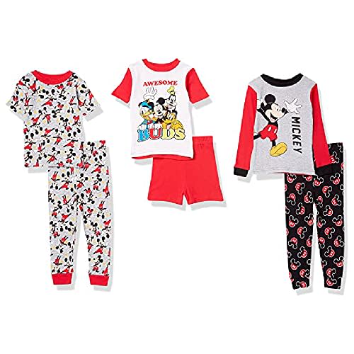 Disney unisex-child 6-piece Snug-fit Cotton Pajama Set, Soft & Cute for Kids
