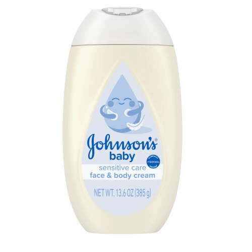 Johnson's Sensitive Care Baby Lotion Cream 13.6 oz Lightly Scented Moisturizer for Sensitive Skin