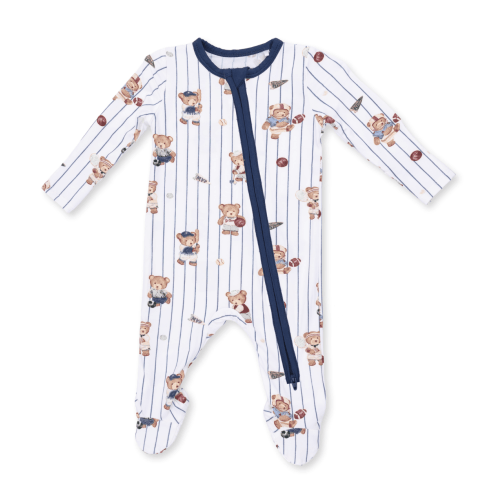 2 Way Zipper Footie - Mixed Sports Bears