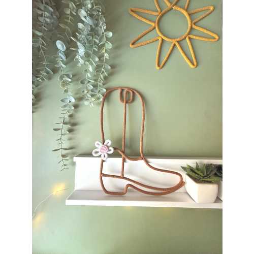 Custom Cowboy Boot Wall Art with Pink Bow – Nursery Decor for Baby Girl