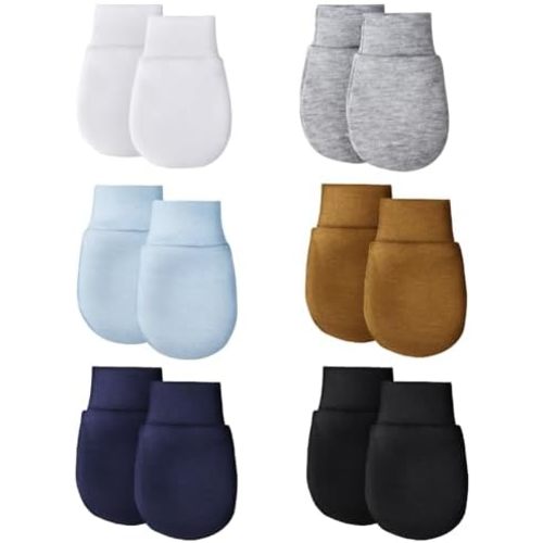 BQUBO 6 Pairs Newborn Baby Boys Girls Mittens 0-6 Months Unisex-Baby Infant Mittens Elastic No Scratch Wrist Gloves