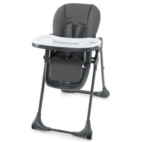 BABY JOY Convertible High Chair for Babies & Toddlers, Height Adjustable, Grow & Go High Chair w/Recline & Footrest, Removable Double Tray, Portable Baby Dinning Chair with Wheels (Dark Gray)