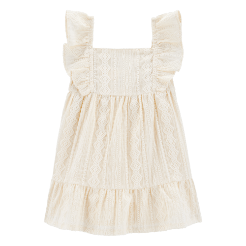 Baby Tiered Flutter-Sleeve Crochet Dress - Ivory - Carter's | Carter's
