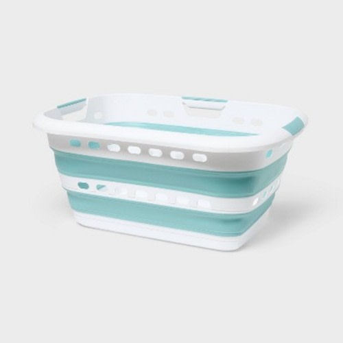47.6L Collapsible Laundry Hamper Aqua - Brightroom™