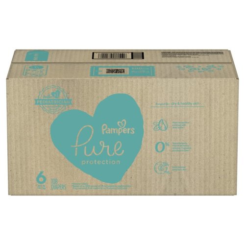Pampers Pure Protection Natural Diapers, Size 6, 108 Ct