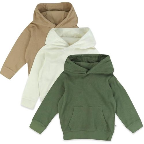 HonestBaby unisex-baby 3-pack Thermal Hoodie 100% Organic Cotton for Baby, Toddler Boys